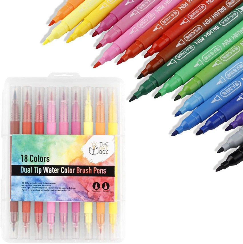 Dual Tip Brush Pen Art Markers, Brush Tip & Fineliner Colored Pens with 30%  More Ink for Journaling, Sketching, Hand Lettering, Coloring Books, Art  Suppliers (18 Colors)