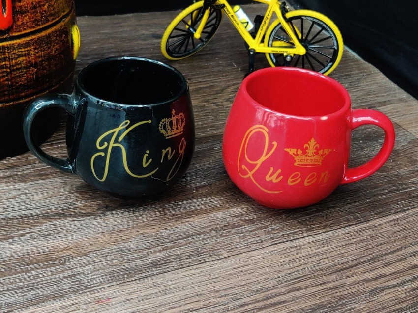 Hujai King & Queen Red & Black Golden Print Couple Gift Ceramic Coffee Mug  Price in India - Buy Hujai King & Queen Red & Black Golden Print Couple Gift  Ceramic Coffee