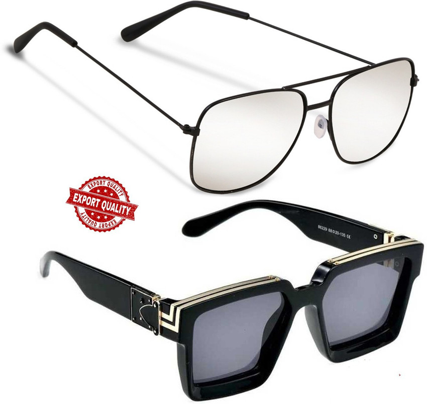 Buy MEHJ Retro Square Sunglasses Silver For Men Women Online