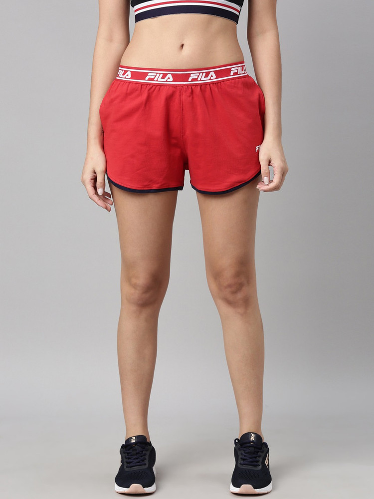 Fila shorts womens red hotsell