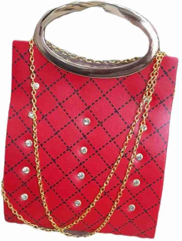 PSH Red Sling Bag Girls hand purse with hanging chain single side handle push magnet button Red Red Price in India Flipkart