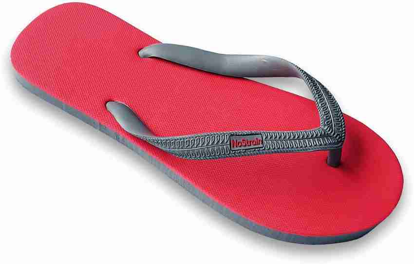 Red rubber discount flip flops