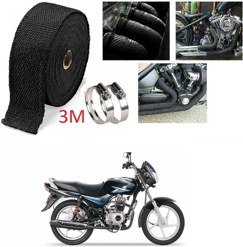 Atoray Bike Exhaust Wrap Heat Shield 2 Clamp 3 Meter For Bajaj CT