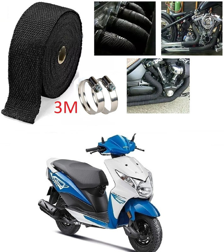 Atoray Bike Exhaust Wrap Heat Shield 2 Clamp 3 Meter for Honda Dio
