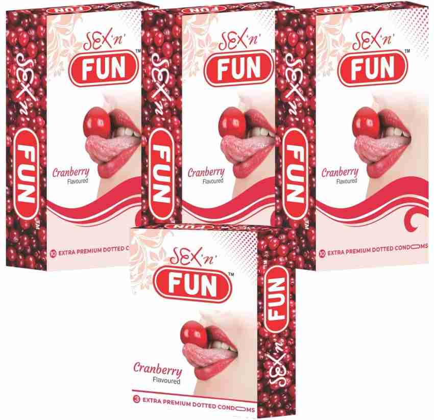 Sex n Fun CONDOMS Combo Pack Cranberry Flavor 3 Big 1 Small  