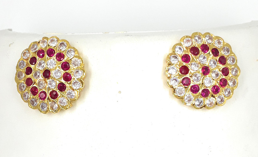 White stone stud earrings in gold hot sale