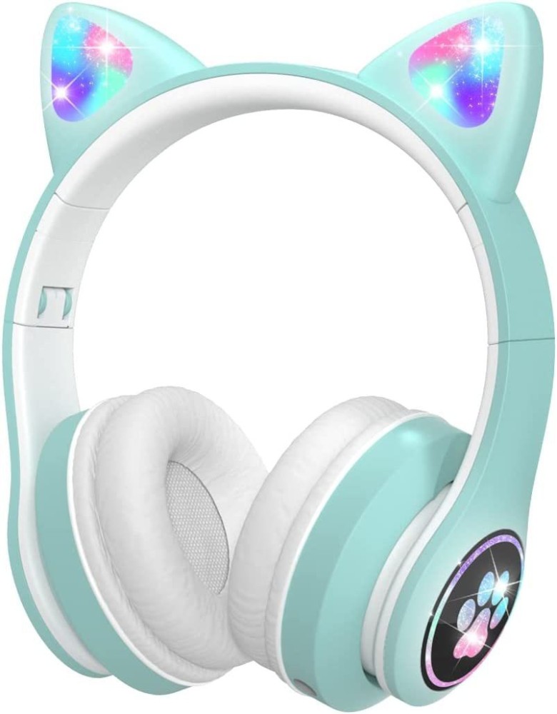 DAEMON Kids Headphones Wireless Girls Boys Cat Bluetooth