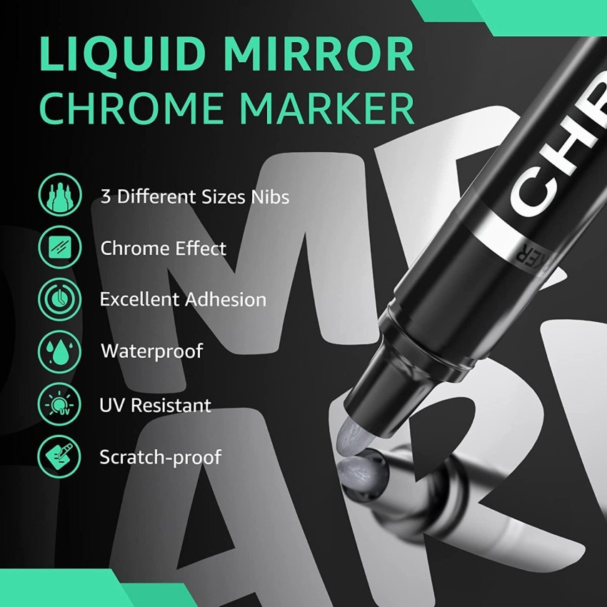 FRKB 2mm Silver Mirror Finish Chrome Marker - Liquid Chrome  Marker