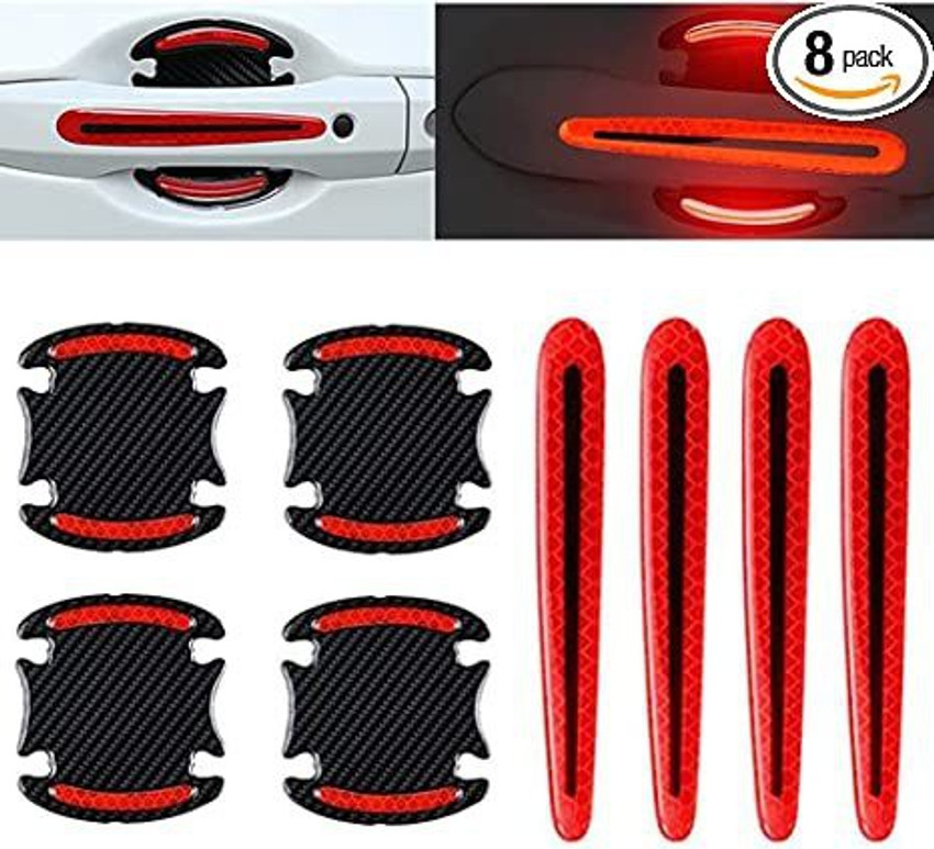 Obvie Car Door Handle Reflective Stickers Door Handle Scratch Cover Guard Protective 80 mm x 0.13 m Red Reflective Tape