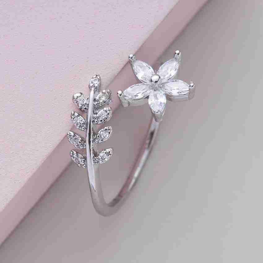 Silver ring flower design deals