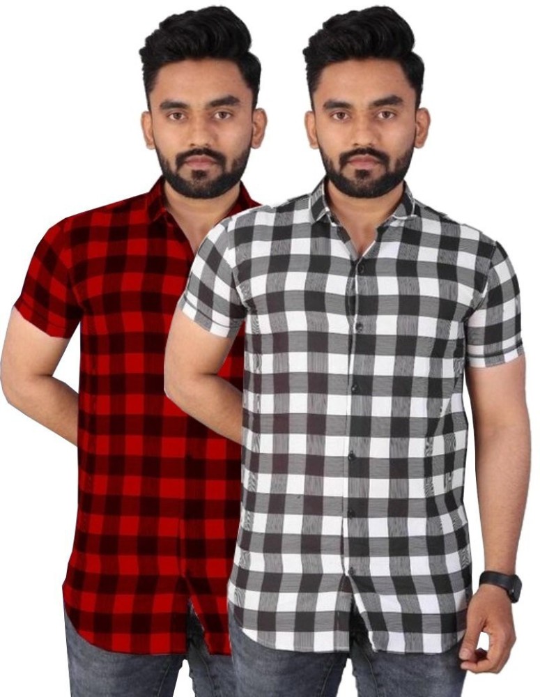 red white check shirt mens