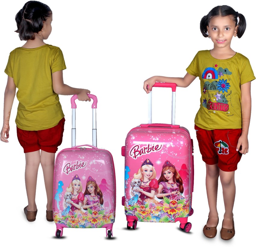 Sky Gold 2 Barbie Trolley Bags Kids 20inch Cabin Suitcase 2 Wheels 20 inch PINK Price in India Flipkart