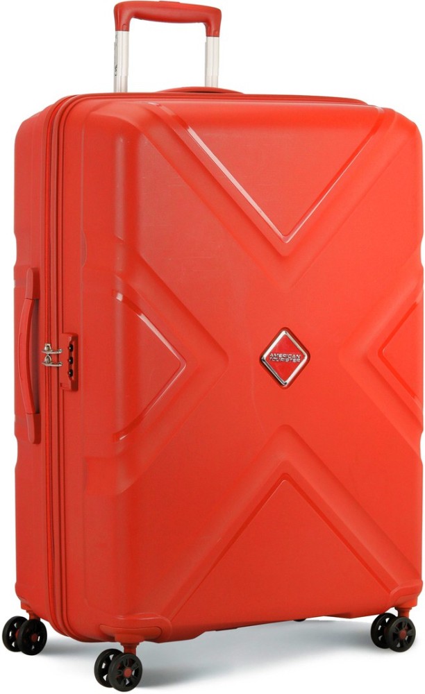 AMERICAN TOURISTER Kross Plus polypropylene trolley bag Ferrai Red 68 Cm Check in Suitcase 8 Wheels 26 inch