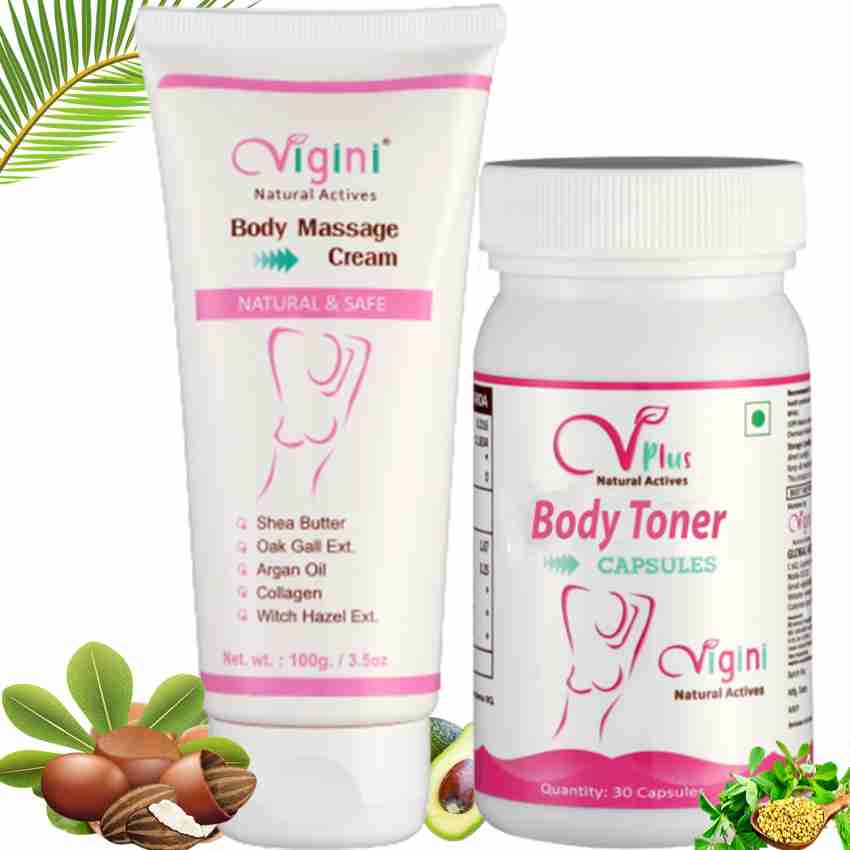 Vigini Body Toner Massage Oil Cream & Skin Toner Capsules Women Safe Herbal  Ingredients Women - Price in India, Buy Vigini Body Toner Massage Oil Cream  & Skin Toner Capsules Women Safe