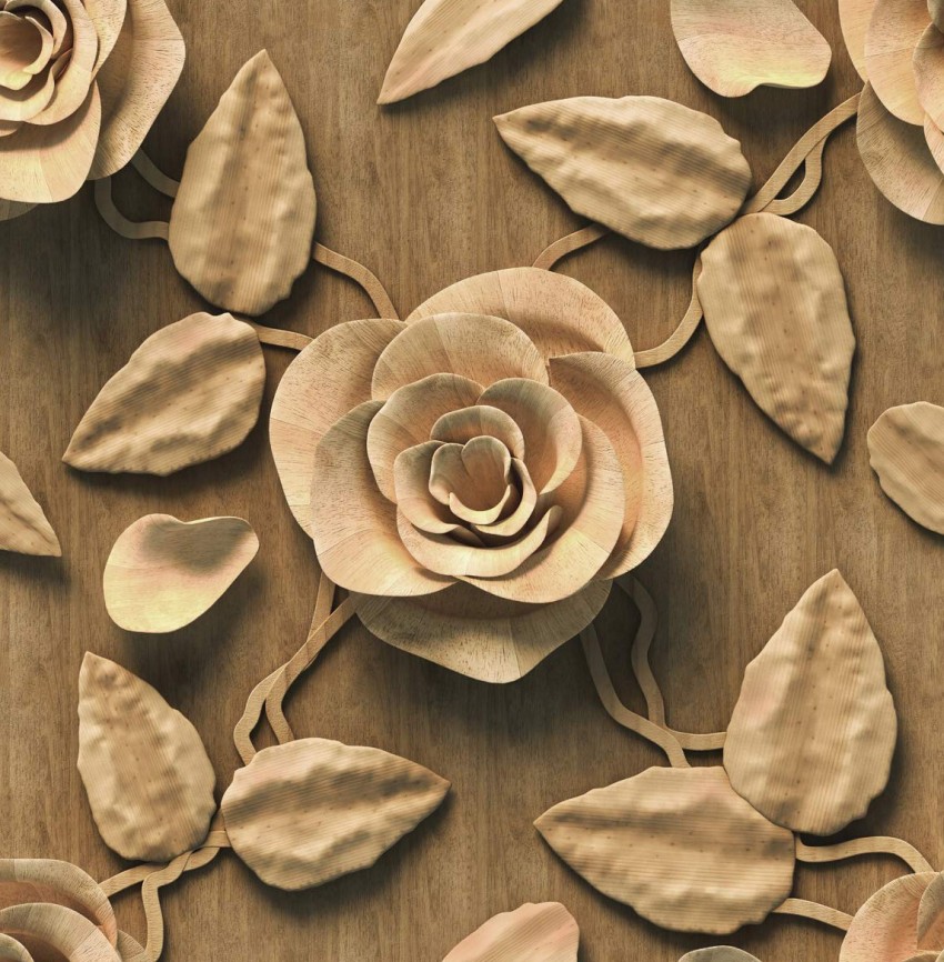 Livingwalls Wallpaper Cottage Flowers Brown Cream White 959282