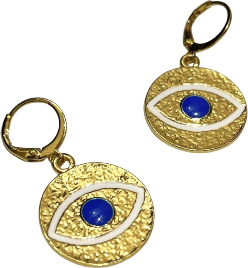 Buy Huggie Hoop Earrings 14k Gold Plated Sterling Silver Small Blue CZ Evil  Eye Earrings for WomenGold at Amazonin