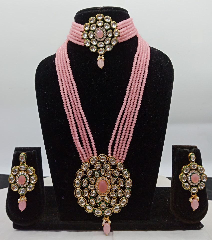 Pink jewellery set deals flipkart