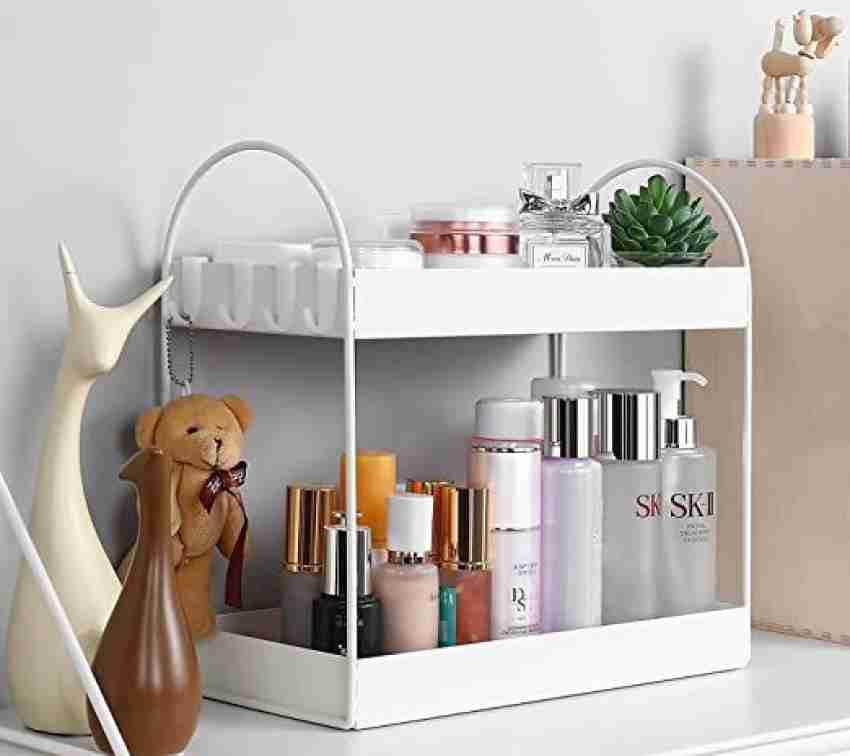 Bathroom Countertop Organizer, Vanity Tray Cosmetic & Makeup Storage  Kitchen Spice Rack Standing Shelf, White, Style 1 