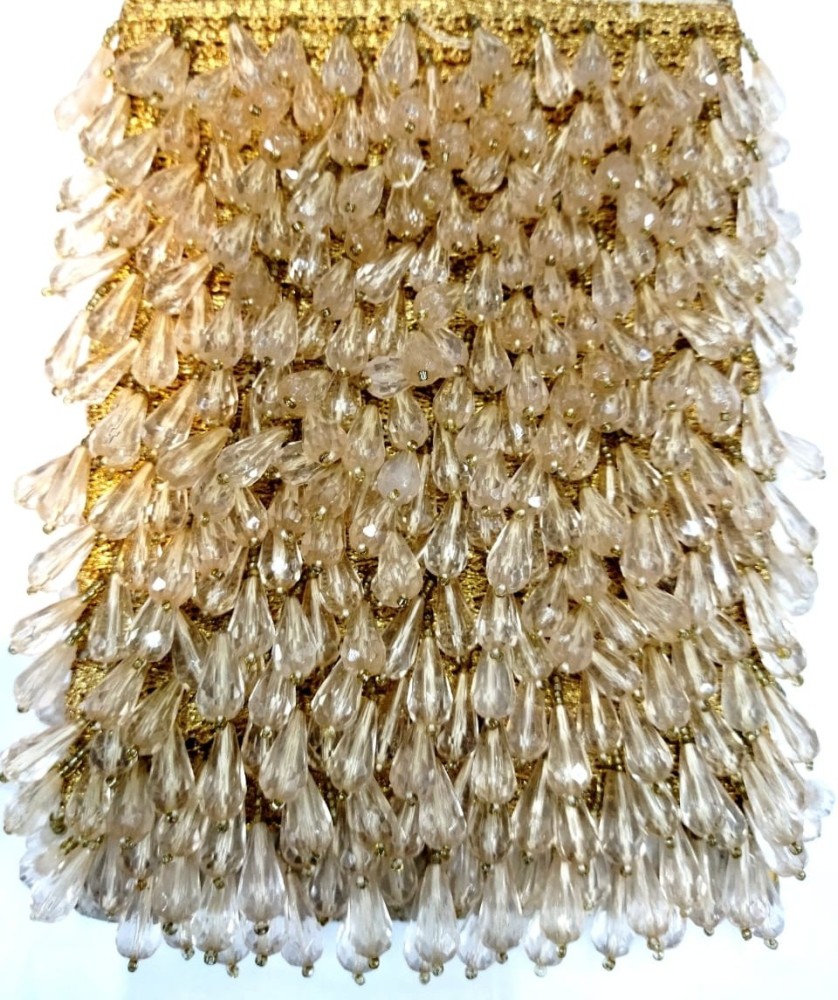 M S ZARIWALA Crystal Hanging Lace Golden Tassels Latkan Laces