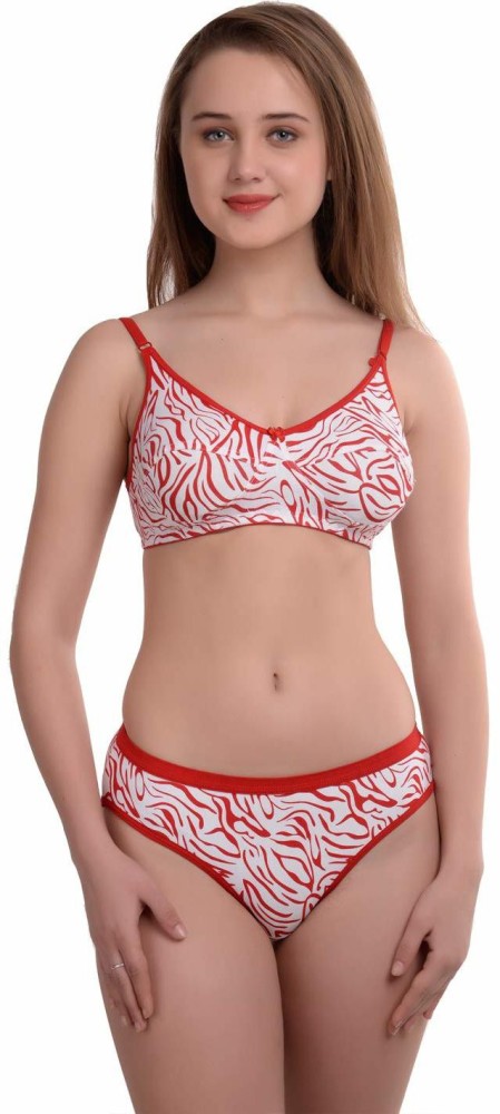 Buy SSoShHub Women Red Self Design Cotton Blend Lingerie Set