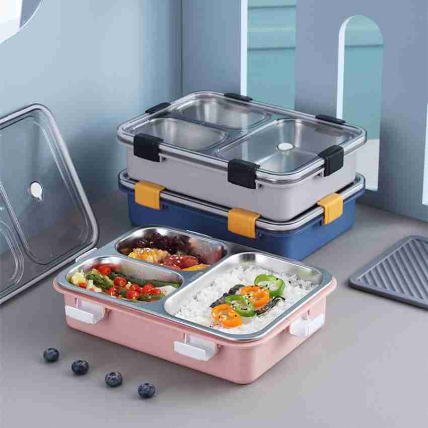 N2K2 Enterprise Leak Proof 4 Compartment Stainless Steel Lunch  Boxes Tiffin Box for Adult Kids 4 Containers Lunch Box 