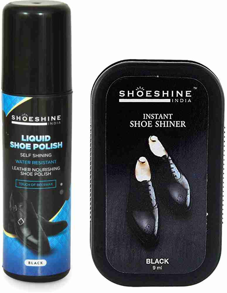 SHOESHINE Black Shiner and Black Lequid shoe Polish for all smooth Leather Shoe Care Kit