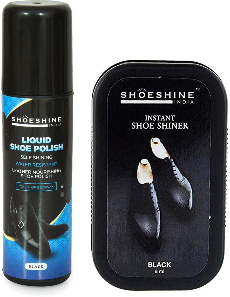 SHOESHINE Black Shiner and Black Lequid shoe Polish for all smooth Leather Shoe Care Kit