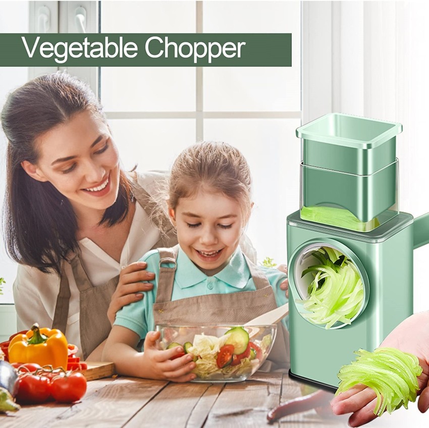 Manual Vegetable Cutter 3 Drum Blades Rotary Cheese Grater