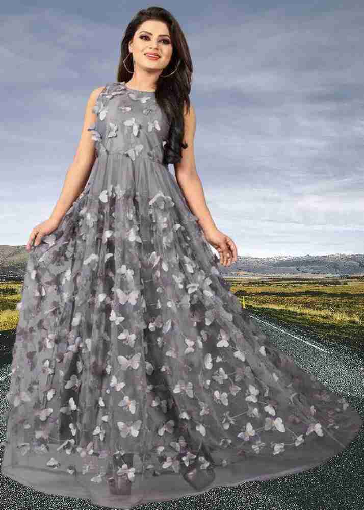 Gray colour outlet gown