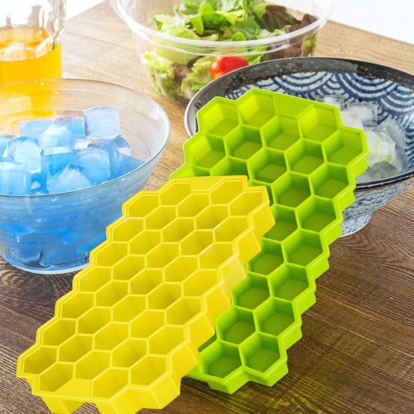 Silicone Ice Cube Tray Set (2 Pack) Honeycomb Shaped Flexible Ice