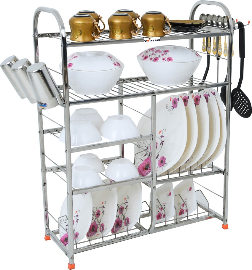 Wall Mount Kitchen Dish Rack Plate Cutlery Stand Steel Kitchen Rack Utensil Kitchen  Rack (Steel)