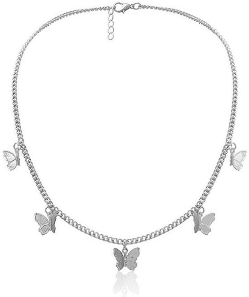 Silver butterfly choker on sale necklace