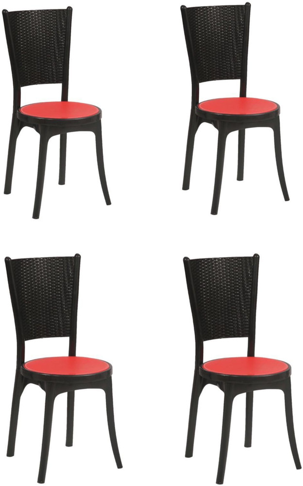 Supreme IRIS CHAIR BLACK RED SET OF 4 Plastic Outdoor Chair