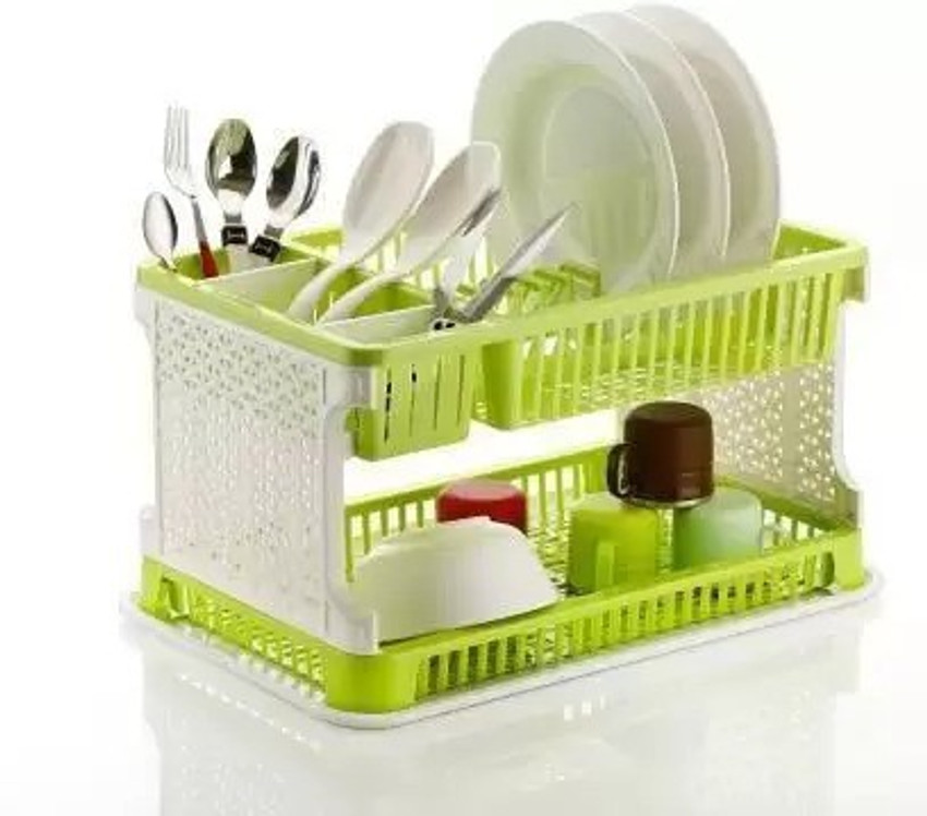Shopixo Dish Drainer Kitchen Rack Plastic New Large Sink Set 2 Layer Dish Rack Drainer with Tray for Kitchen Price in India Buy Shopixo Dish Drainer Kitchen Rack Plastic New Large