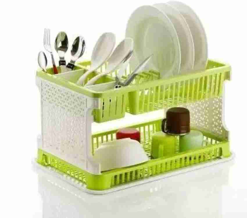 Large Dish Drainer Kitchen Sink Plate Rack Holder Plastic Cutlery Plate  Storage