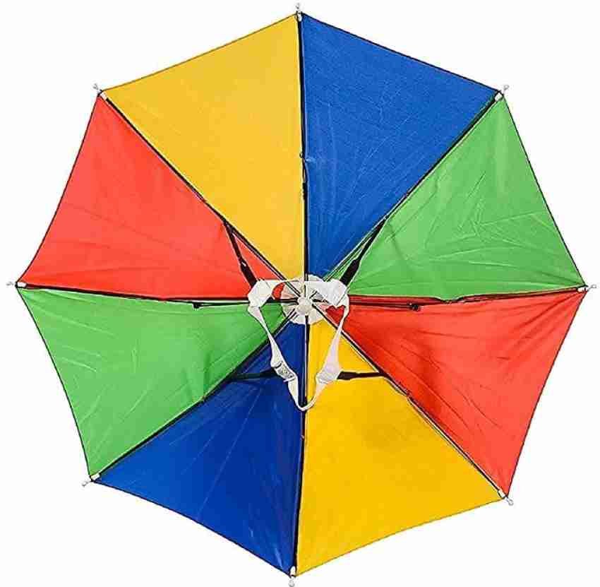 2pcs 20 Fishing Umbrella Hat Folded Sun Rain Cap Head Umbrella Red