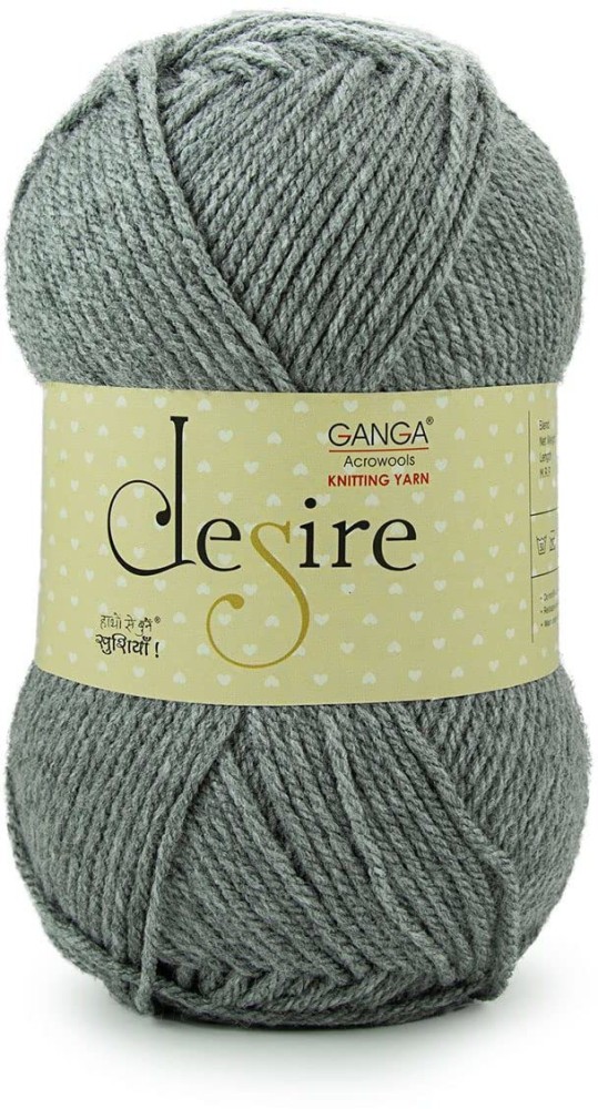Ganga Desire Hand Knitting and Crochet yarn (Grey) (200gms