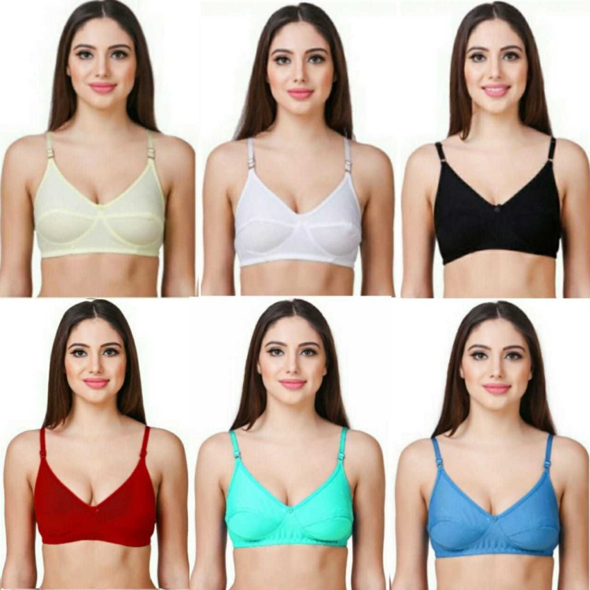 j.MOMANI Bra Combo Pack/Bra Combo set 6 Cotton Women Push-up Non Padded Bra  - Buy j.MOMANI Bra Combo Pack/Bra Combo set 6 Cotton Women Push-up Non  Padded Bra Online at Best Prices