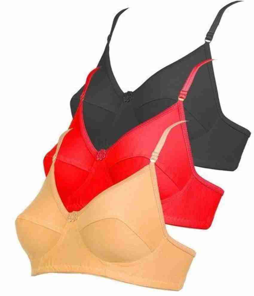 Buy Hothy Women Red Cotton Blend Pack Of 6 Non Padded Bra (36A