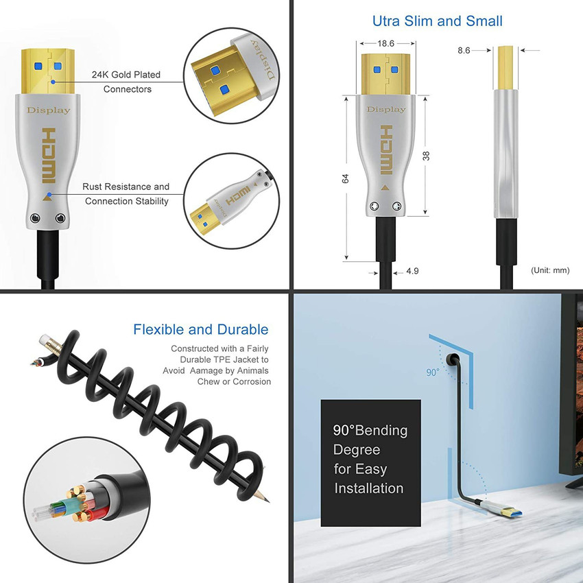 ELECTRO WOLF HDMI Cable 50 m 4K UHD High Speed 18Gbps HDMI 2.0