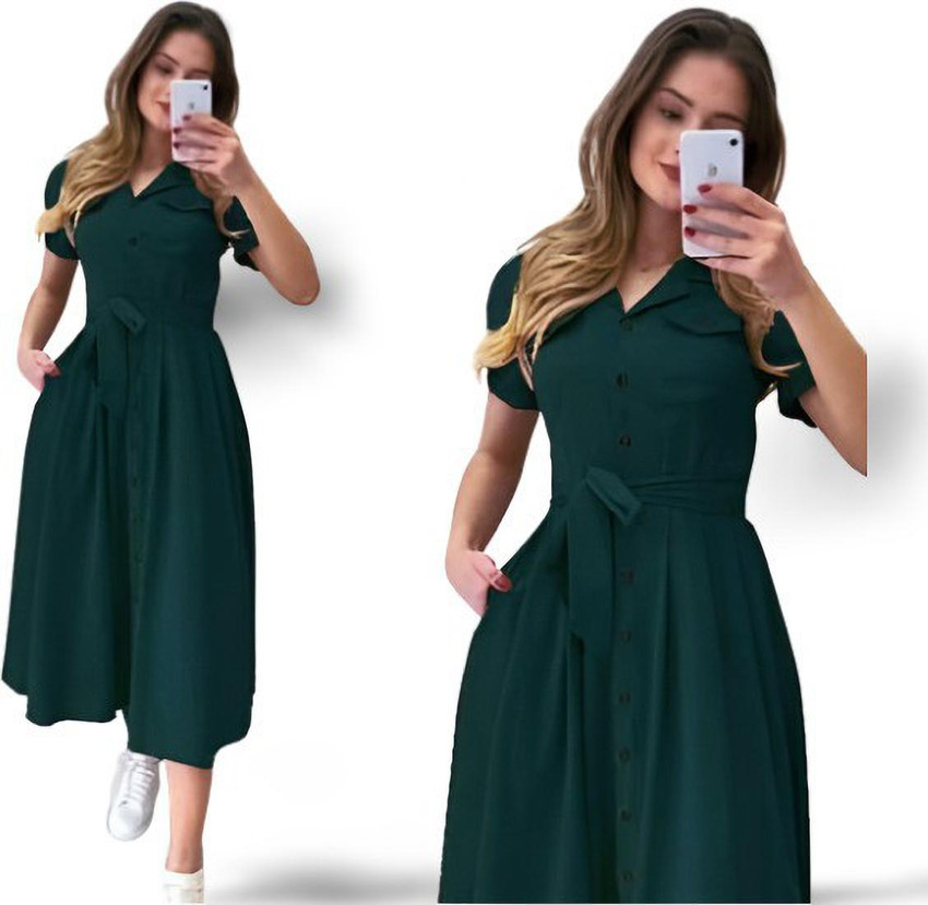 SHREEVA D DESIGN Women Balloon Bubble Green Dress Buy SHREEVA D