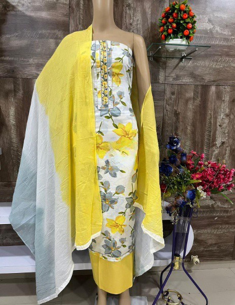 Jenisha Cotton Blend Floral Print Salwar Suit Material Price in India Buy Jenisha Cotton Blend Floral Print Salwar Suit Material online at Flipkart