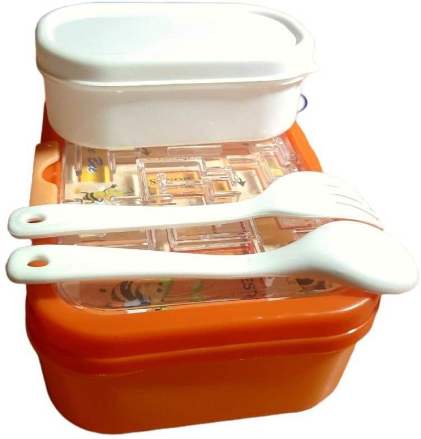 Generic Tiffin Box With Game On Top With 1 Mini Container &  1 Spoon & Fork 1 Containers Lunch Box 