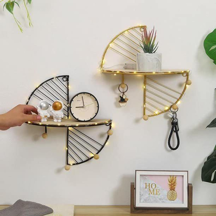 Contletiex Wall Storage Unit Wood Metal Wire Shelf Rack with Hooks Home Decor Wooden Steel Wall Shelf Price in India Buy Contletiex Wall Storage Unit Wood Metal Wire Shelf Rack with