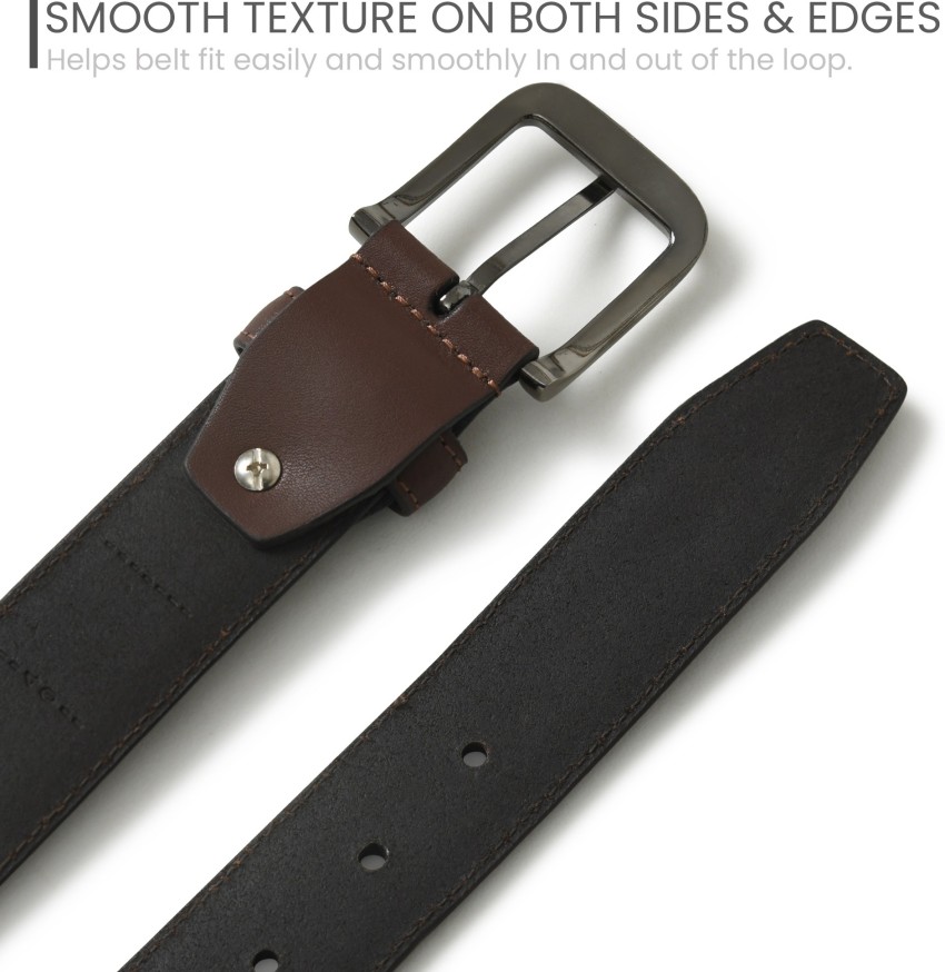 Black Leather Belt For Men Free size (Black) - Blackhorn