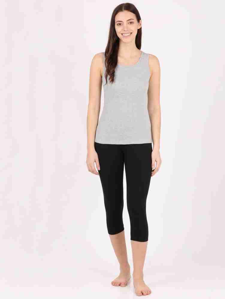 Women's Super Combed Cotton Rib Fabric Slim Fit Solid Tank Top - Light Grey  Melange