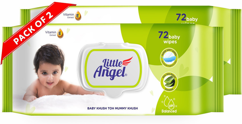 Little Angel Super Soft Baby Wipes with Aloe Vera Extract Lid