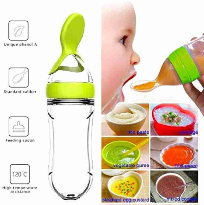 Olsic Silicone Baby Food Feeding Bottle with Spoon Green 1 120 ml Buy Olsic Baby Silicon Bottle products in India Flipkart