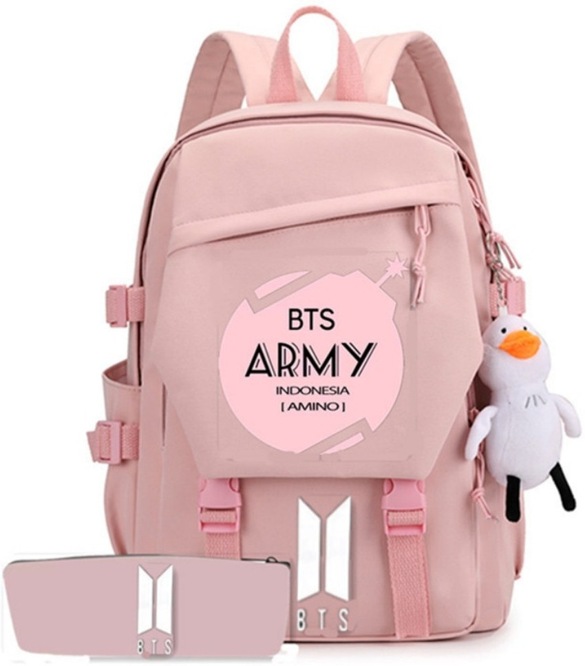 gustave BTS Prints School Backpack Travel Bag Students Laptop Bag for 15.6 inches Laptop 55 L Backpack Pink Price in India Flipkart