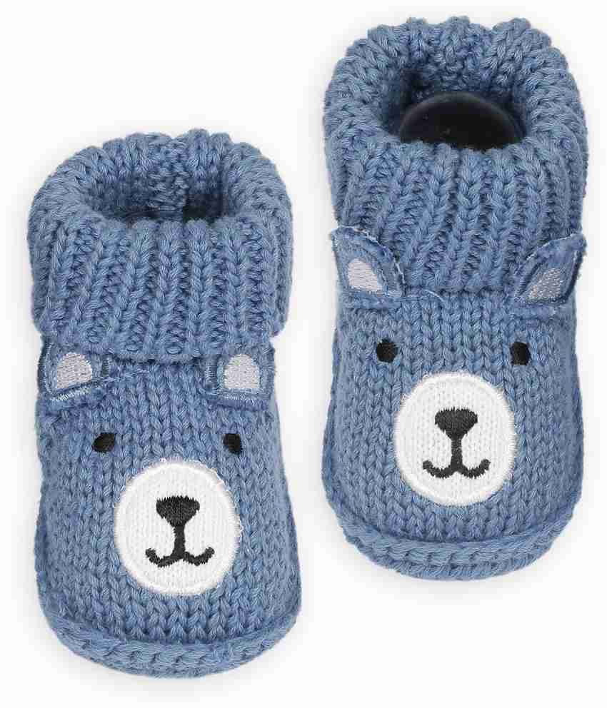 Baby Moo Bear Newborn Crochet Socks Booties - Grey